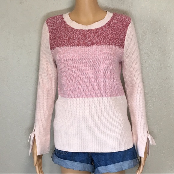 LOFT Sweaters - LOFT Tie Sleeve Pink Knit Sweater